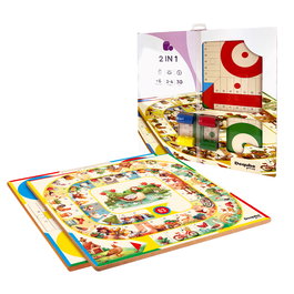 DEQUBE Parchís y Oca Juego de Mesa con Accesorios D00330 para Niños +5 Años - Español, Inglés, Portugués