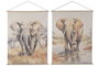 DKD Home Decor Lienzo de Lino Abeto Elefante Surtido 2 unidades (125x2,5x160 cm)