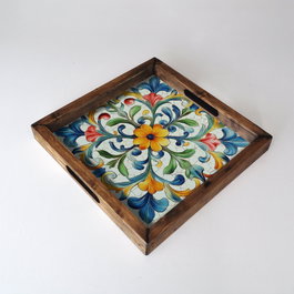Aberto Design REF059 Bandeja de Madera Maciza para Decoración del Hogar, Impresión UV sobre MDF, 35 x 35 x 4 cm