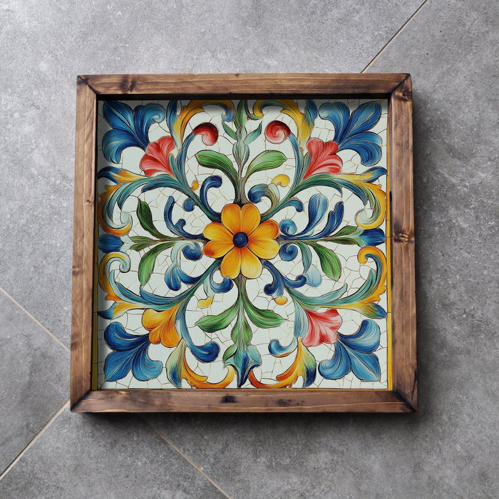 Aberto Design REF059 Bandeja de Madera Maciza para Decoración del Hogar, Impresión UV sobre MDF, 35 x 35 x 4 cm
