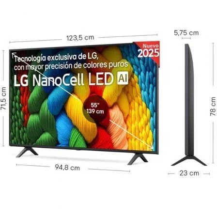 LG Televisor 55NANO80A6B 55" 4K UHD Smart TV NanoCell AI NANO80 webOS 25 LG Televisor 55NANO80A6B 55" 4K UHD Smart TV NanoCell AI NANO80 webOS 25