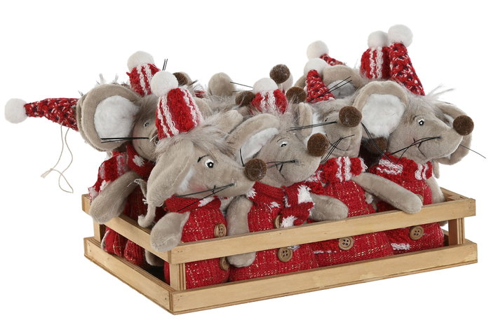 DKD Home Decor Figura Navidad Tradicional Rojo Gris 20 x 18 x 26 cm (12 Unidades)