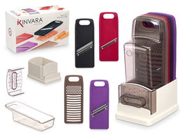 Kinvara Rallador Rectangular con Depósito 10x13.5x23 cm Plástico ABS, PS, PP y Acero Inoxidable (Set de 8)