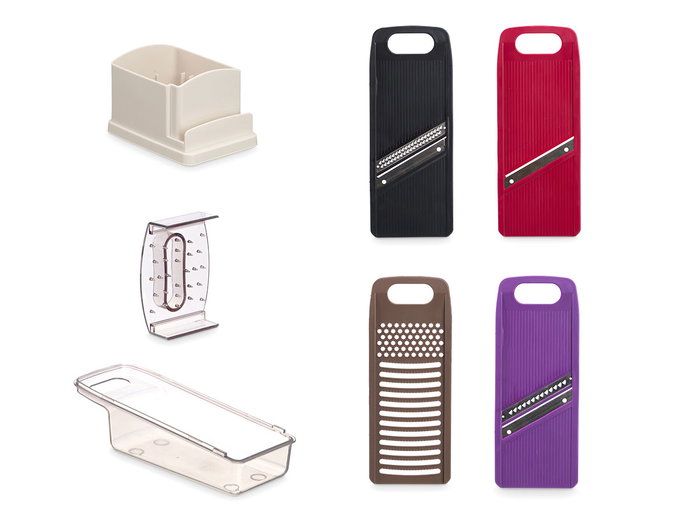 Kinvara Rallador Rectangular con Depósito 10x13.5x23 cm Plástico ABS, PS, PP y Acero Inoxidable (Set de 8)