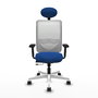 PIQUERAS Y CRESPO Silla de oficina Zulema con mecanismo Sincro/Traslack, Azul y Blanco