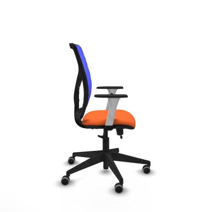 PIQUERAS Y CRESPO Silla de oficina Motilla con mecanismo Sincro/Traslack, asiento naranja y respaldo azul