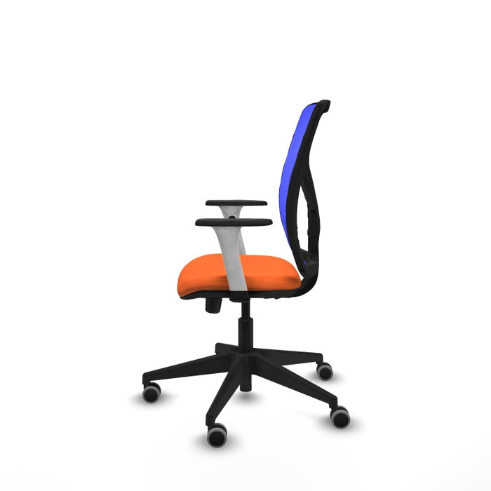 PIQUERAS Y CRESPO Silla de oficina Motilla con mecanismo Sincro/Traslack, asiento naranja y respaldo azul