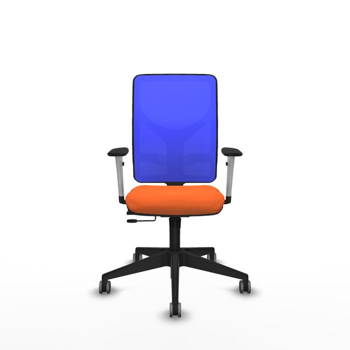 PIQUERAS Y CRESPO Silla de oficina Motilla con mecanismo Sincro/Traslack, asiento naranja y respaldo azul
