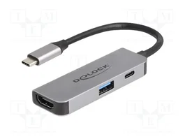 DeLOCK Adaptador USB Type-C™ a HDMI 4K 60 Hz con USB Tipo-A y USB Type-C™ PD 95 W 61063