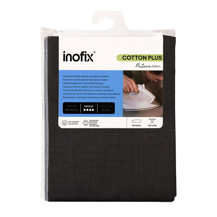 Inofix Funda Cotton plus nature Lino negro para tablas de 125 x 40 cm