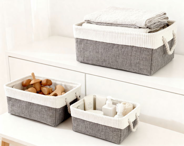 Inde Cesta de Almacenaje Rectangular para Organización - 31.9 cm Largo x 21.7 cm Ancho x 6 cm Alto (12 Unidades)