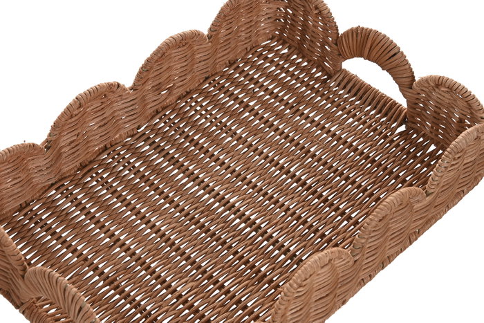 DKD Home Decor Set de 3 Bandejas de Decoración de Ratan y Metal Natural