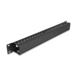 DeLOCK 81558 Panel de gestión de cables de metal negro 1U
