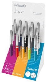 Pelikan Bolígrafo Jazz Classic Tinta Azul Punto Mediano 1mm Mecanismo Giro Metálico Expositor Surtido 15 Unidades