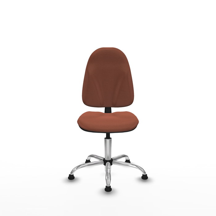 Silla de oficina Algarra con mecanismo Contacto permanente básico tapizada con Tela color Marrón. Equipada con Base cromada, Sin brazosy Topes Silla de oficina Algarra con mecanismo Contacto permanente básico tapizada con Tela color Marrón. Equipada con Base cromada, Sin brazosy Topes