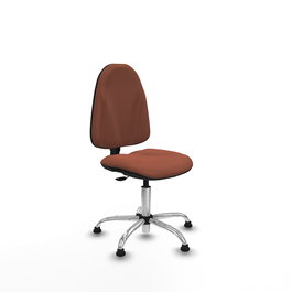 Silla de oficina Algarra con mecanismo Contacto permanente básico tapizada con Tela color Marrón. Equipada con Base cromada, Sin brazosy Topes