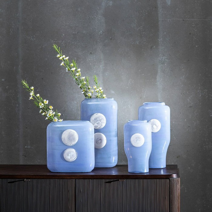 Ixia Jarrón Azul-Blanco de Cristal Decoración 15 x 9 x 31 cm Ixia Jarrón Azul-Blanco de Cristal Decoración 15 x 9 x 31 cm