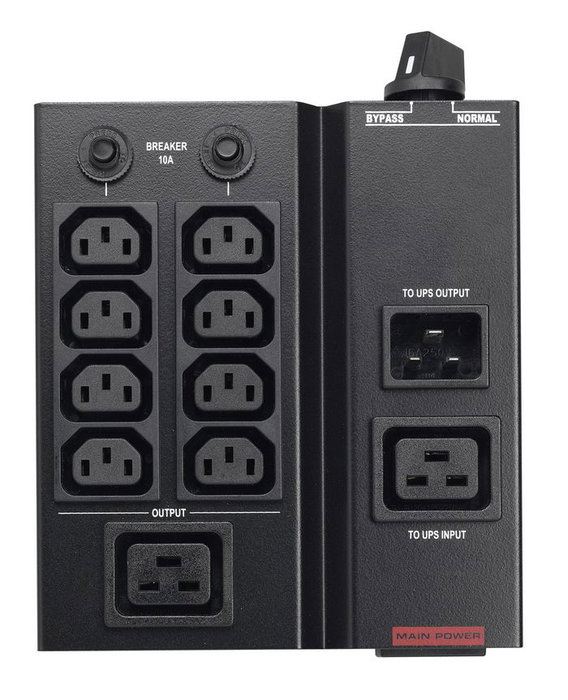 PowerWalker MBS/PDU Mantenimiento Bypass Switch / PDU para UPS, 1-3kVA, 16A, 208/220/230/240V, Negro