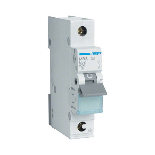 Hager MBS132 Interruptor magnetotérmico 1 polo 32A curva B Hager MBS132 Interruptor magnetotérmico 1 polo 32A curva B