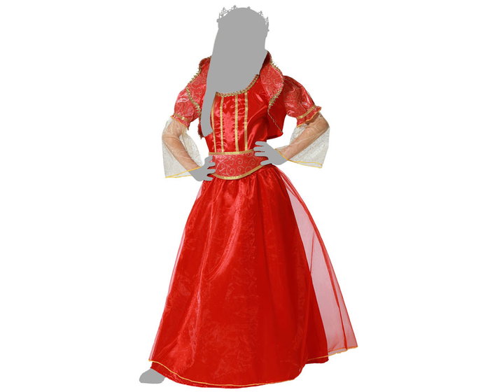 Disfraz de Fantasía Reina Rojo para Niña, Conjunto de 3 Piezas (Vestido, Chaqueta, Cinturón), Tamaño 10-12 Años, Carnaval o Fiesta