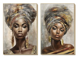 DKD Home Decor Cuadro Lienzo Africana Surtido de 2 Piezas (80x120x3,5 cm)