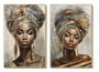 DKD Home Decor Cuadro Lienzo Africana Surtido de 2 Piezas (80x120x3,5 cm)