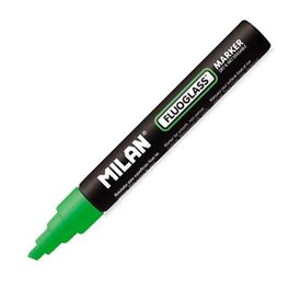 Milan Fluoglass Rotulador Borrable Verde para Pizarra Blanca - Set de 12 (Set de 12)
