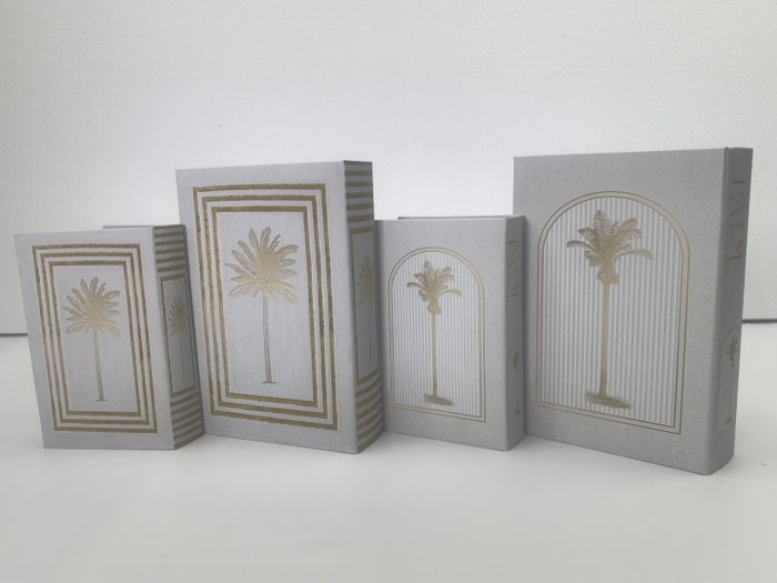 DKD Home Decor Set de 2 Cajas Decorativas Tipo Libro Glam Blanco y Dorado