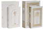 DKD Home Decor Set de 2 Cajas Decorativas Tipo Libro Glam Blanco y Dorado