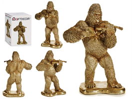 Giftdecor Gorila Violin Dorado Resina 16x40x30 cm (Set de 3)