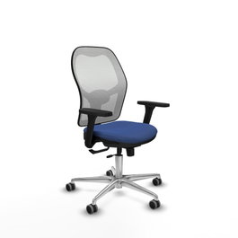 PIQUERAS Y CRESPO Silla de oficina Jorquera con mecanismo Sincro/Traslack, Azul marino y Blanco