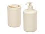 BERILO Set de dispensador con vaso rayas blanco