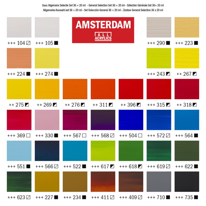 Amsterdam Amsterdam Standard Series Set de Acrílicos de Selección General 36 x 20 ml