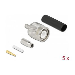 DeLOCK Conector coaxial TNC macho para RG-174 / RG-316 con tubo termorretráctil - 5 piezas