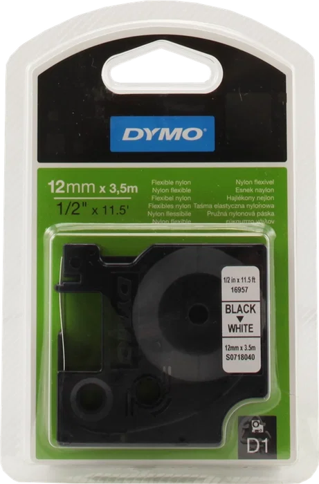 Dymo Cinta D1 Nylon Negro sobre Blanco 12mm x 3,5m Dymo Cinta D1 Nylon Negro sobre Blanco 12mm x 3,5m