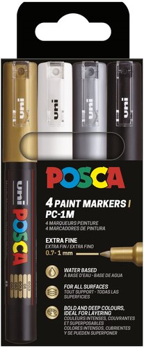 Posca PC-1M Estuche de 4 Marcadores de Pintura Punta Extrafina 1 mm Surtidos Posca PC-1M Estuche de 4 Marcadores de Pintura Punta Extrafina 1 mm Surtidos