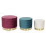 DKD Home Decor Set de 3 Reposapiés de Terciopelo Multicolor