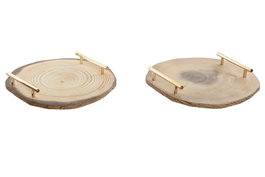 DKD Home Decor Centro de Mesa Tronco Tonco Alpino Marrón y Dorado