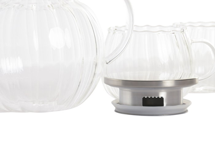 DKD Home Decor Set de 3 Teteras de Borosilicato e Inox, 1L 350ml