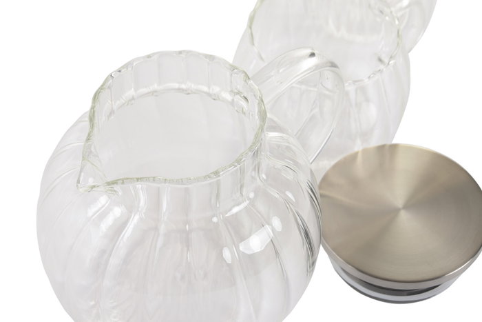 DKD Home Decor Set de 3 Teteras de Borosilicato e Inox, 1L 350ml