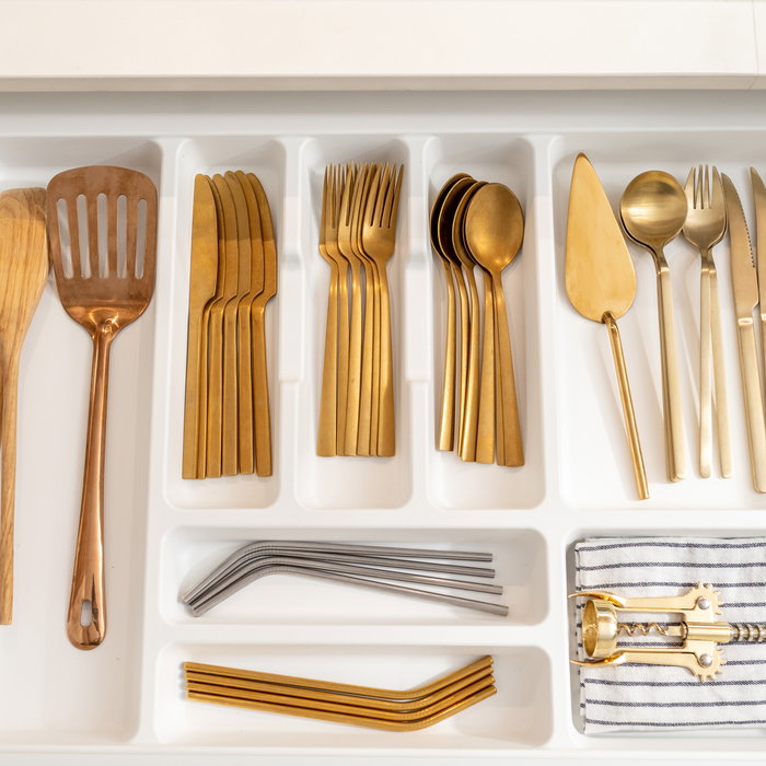 Emuca Cubertero Optima Vertex/Concept profundidad 500mm, tablero 16mm, módulo 800mm, Plástico, Blanco