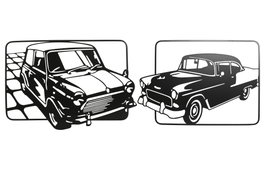 DKD Home Decor Decoración de Pared de Metal Coche Negro Surtido de 2