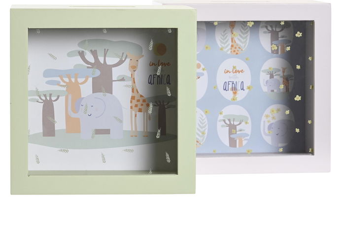 DKD Home Decor Hucha Baobab Kids Blanco Azul 7 x 18 x 18 cm (6 Unidades)