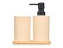 Berilo Set Dosificador Vaso Base Bambú Beige 16x17x8 cm (Set de 12)