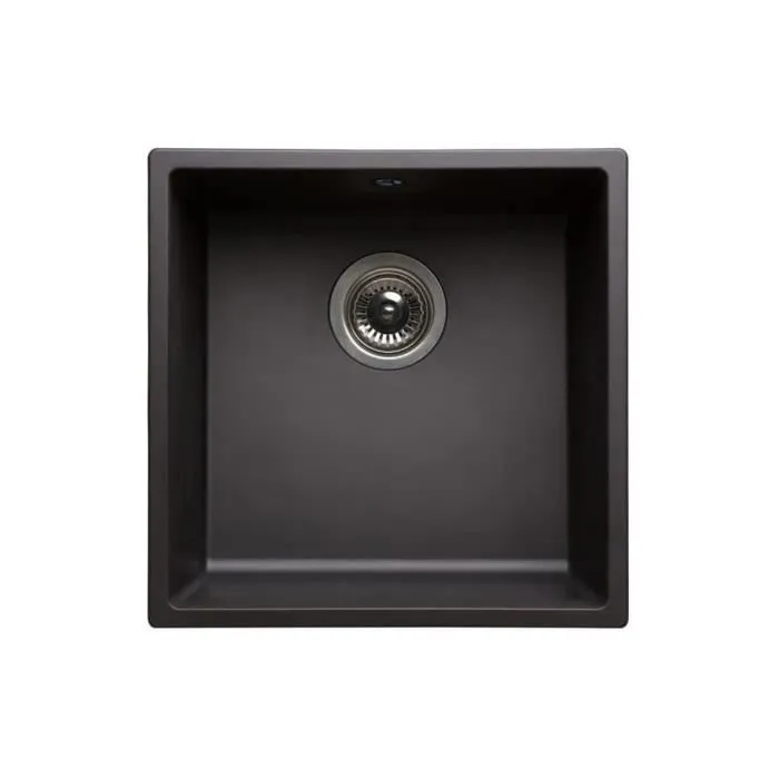 NORD INOX Fregadero de cocina empotrado 1 recipiente + 1 desagüe de cesta sin escurridor - Resina - 40 x 40 x 20 cm - Negro