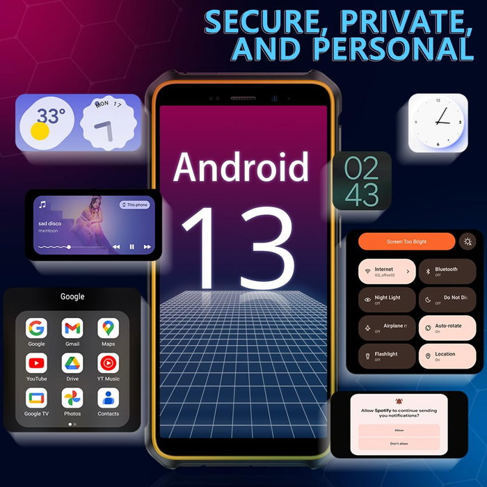 Ulefone Smartphone Armor 33 ULEAR33B Negro, 12 GB RAM, 512 GB, Pantalla 6.95", 50MP, Batería 25500 mAh