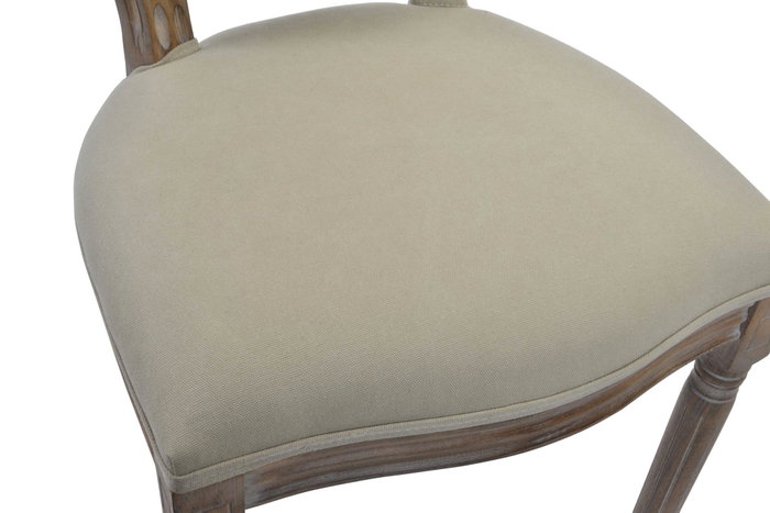 DKD Home Decor Silla Versailles Beige Rubberwood y Lino 44 cm largo x 96 cm alto x 50 cm ancho, Incluye Medallón y Asiento a 50 cm (2 Unidades)