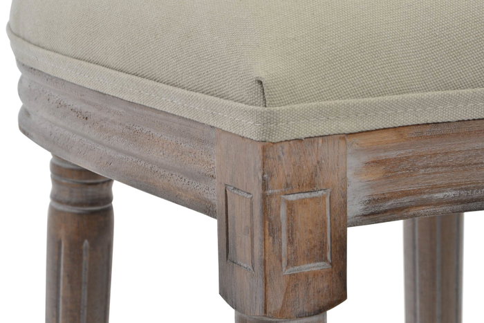 DKD Home Decor Silla Versailles Beige Rubberwood y Lino 44 cm largo x 96 cm alto x 50 cm ancho, Incluye Medallón y Asiento a 50 cm (2 Unidades)