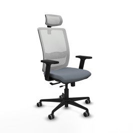 PIQUERAS Y CRESPO Silla de oficina Haches con mecanismo Sincro/Traslack, Gris y Blanco
