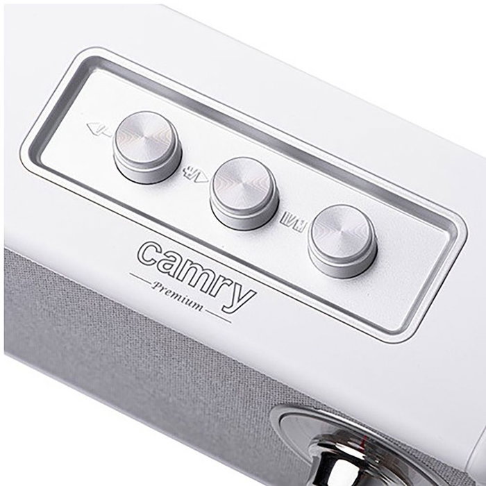 Camry Radio CR 1902 Altavoz Bluetooth Portátil con Radio FM (87-108 MHz), Sintonizador Analógico, Auxiliar, TWS, SD Card, USB-C Carga, Blanco